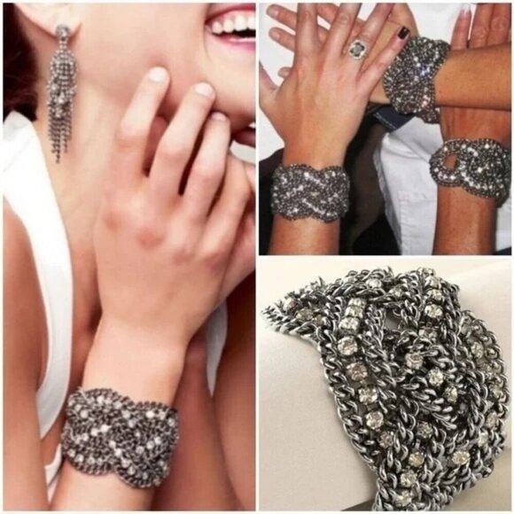 Stella & Dot Petra Braided Crystal Statement Bracelet - Picture 1 of 12